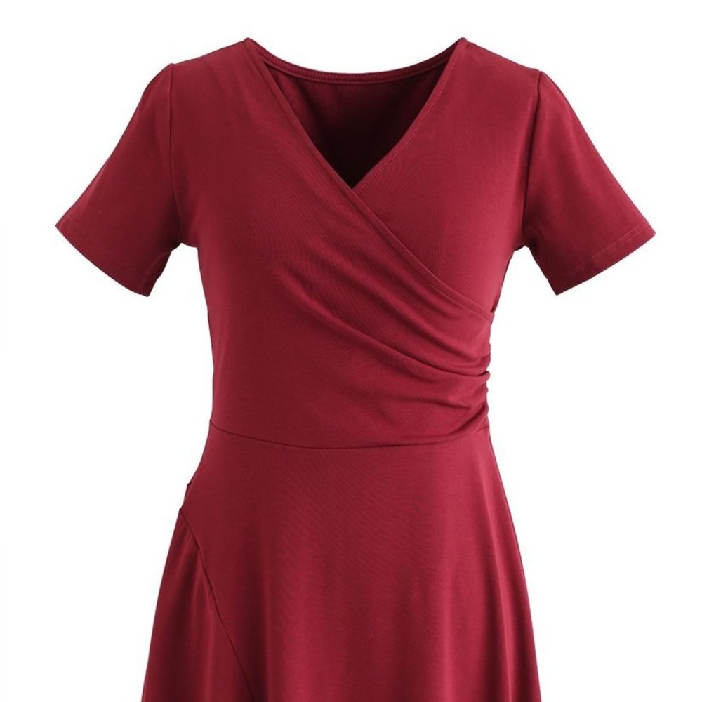 Chicwish Wrapped Dress in Red